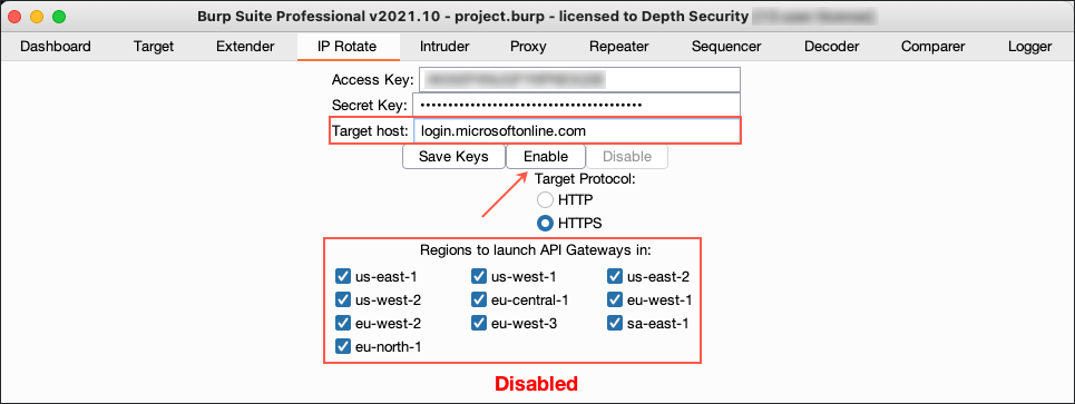 Enabling IP Rotate to Redirect Traffic Through AWS API Gateways