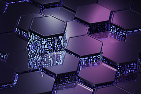 Purple hexagon shapes laying on top of a brightly lit background