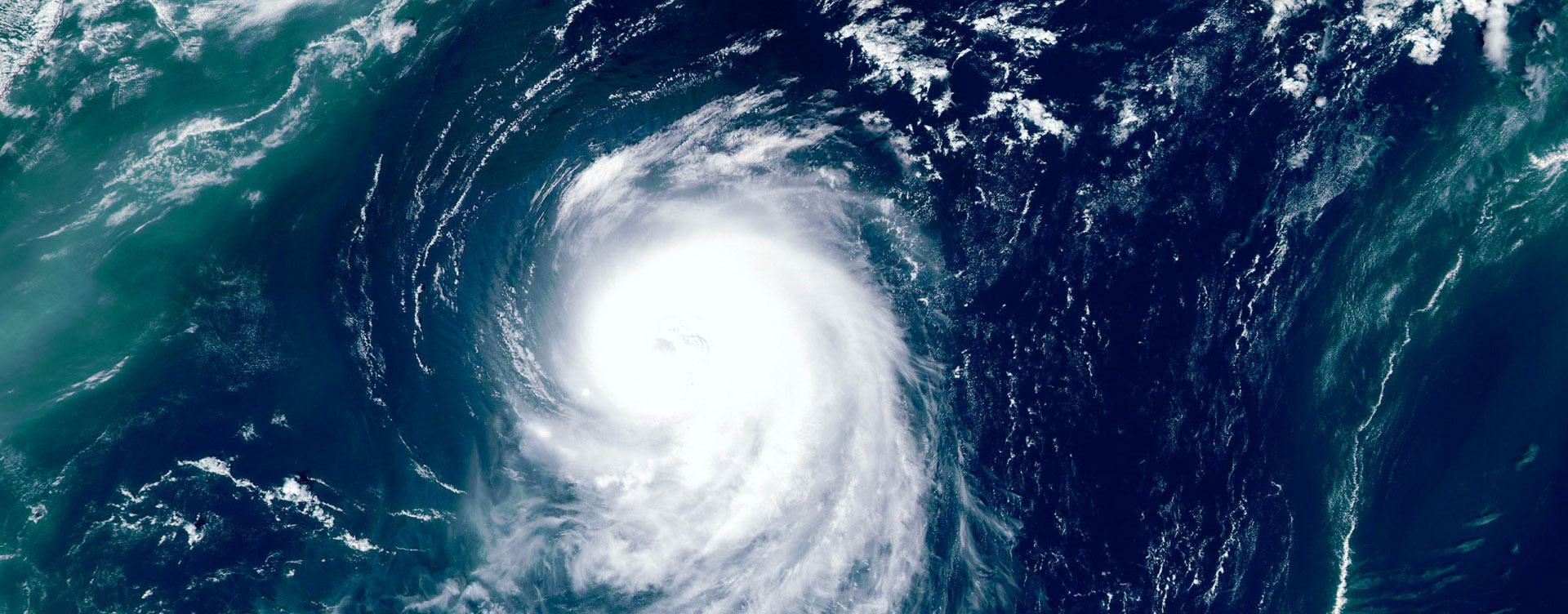 Aerial view of super typhoon over ocean